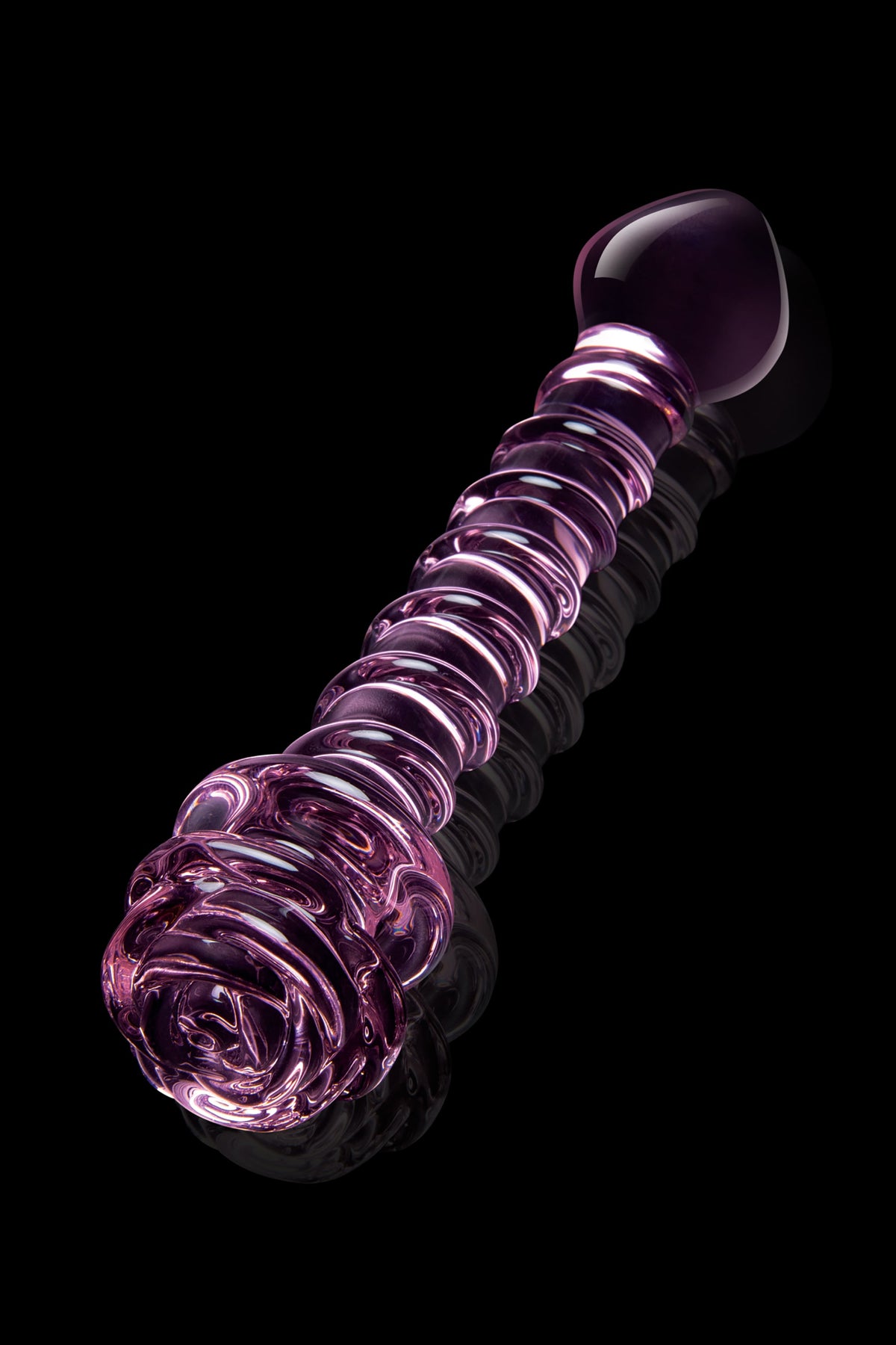 DILDO A SPIRALE CON ROSA IN VETRO Smaltato PER IL PUNTO G