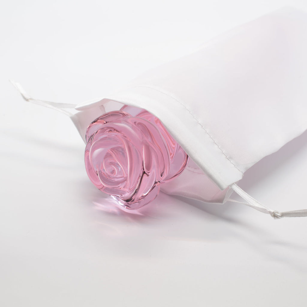DILDO A SPIRALE CON ROSA IN VETRO Smaltato PER IL PUNTO G