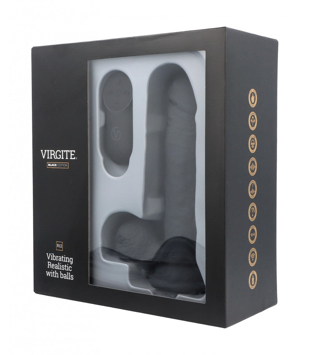 VIBRATORE REALISTICO R12 NERO 14,4 CM CON TELECOMANDO
