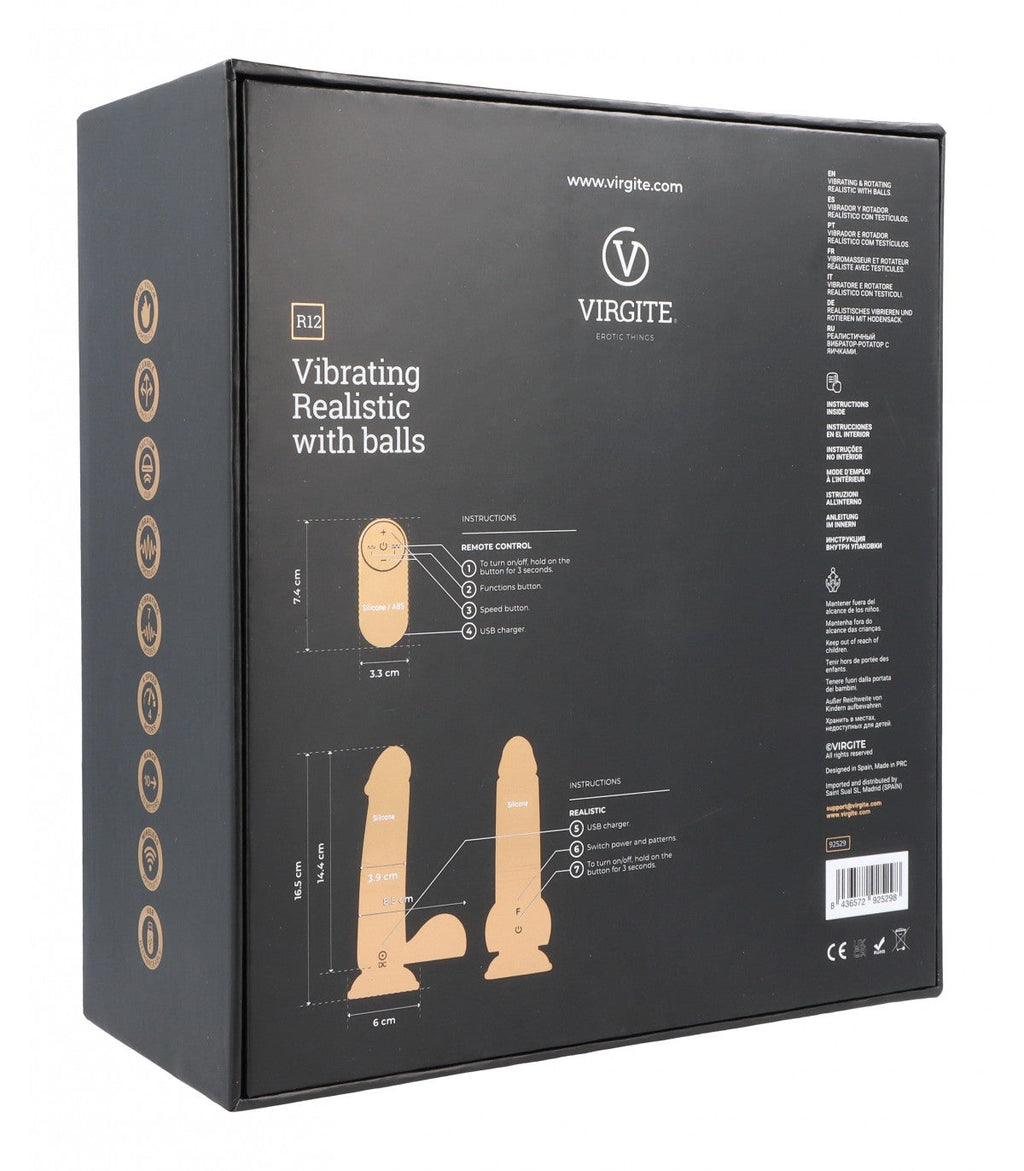 VIBRATORE REALISTICO R12 NERO 14,4 CM CON TELECOMANDO