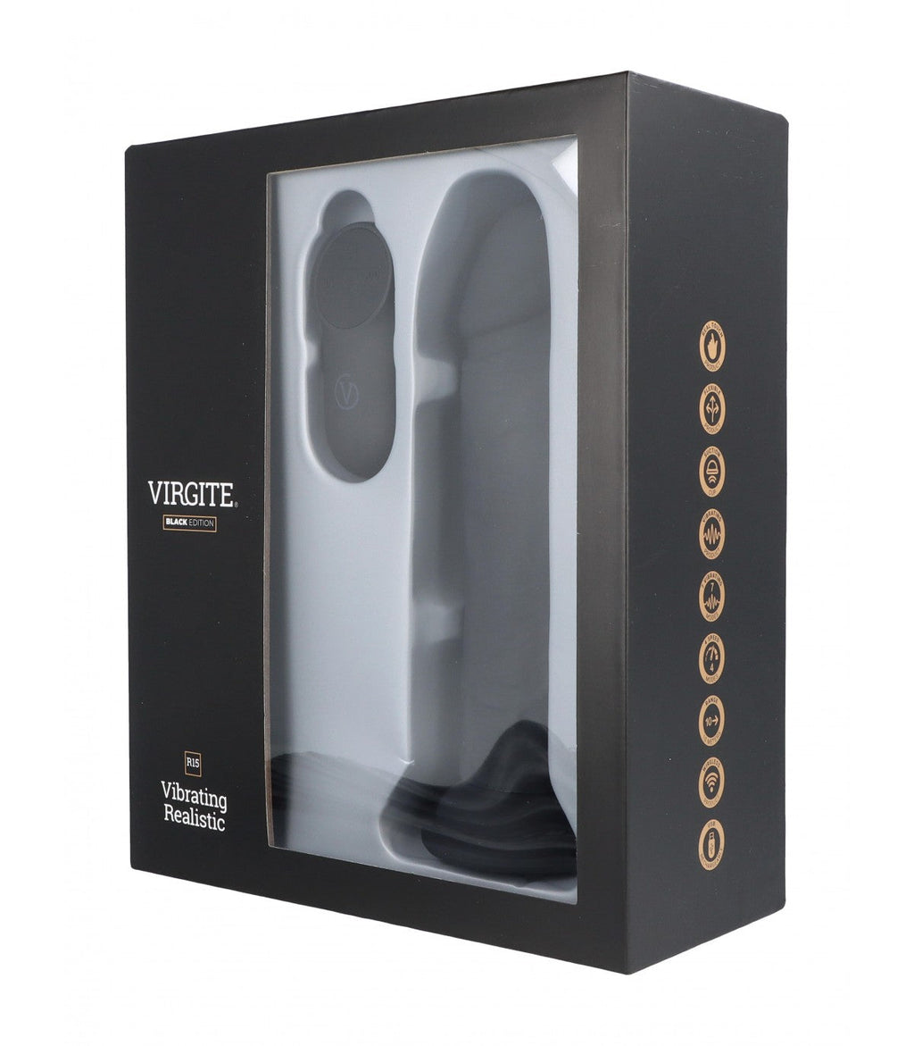 VIBRATORE REALISTICO R15 NERO 16,5 CM CON TELECOMANDO